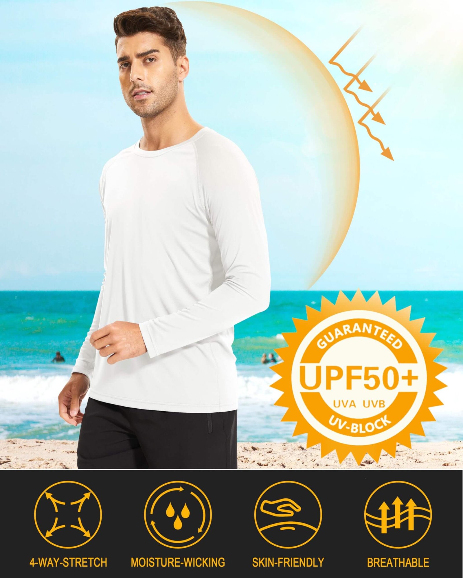 Men's UPF 50+ Long Sleeve Sun Protection Shirt - Lightweight / Quick-Dry for Hiking & Running - Image 2