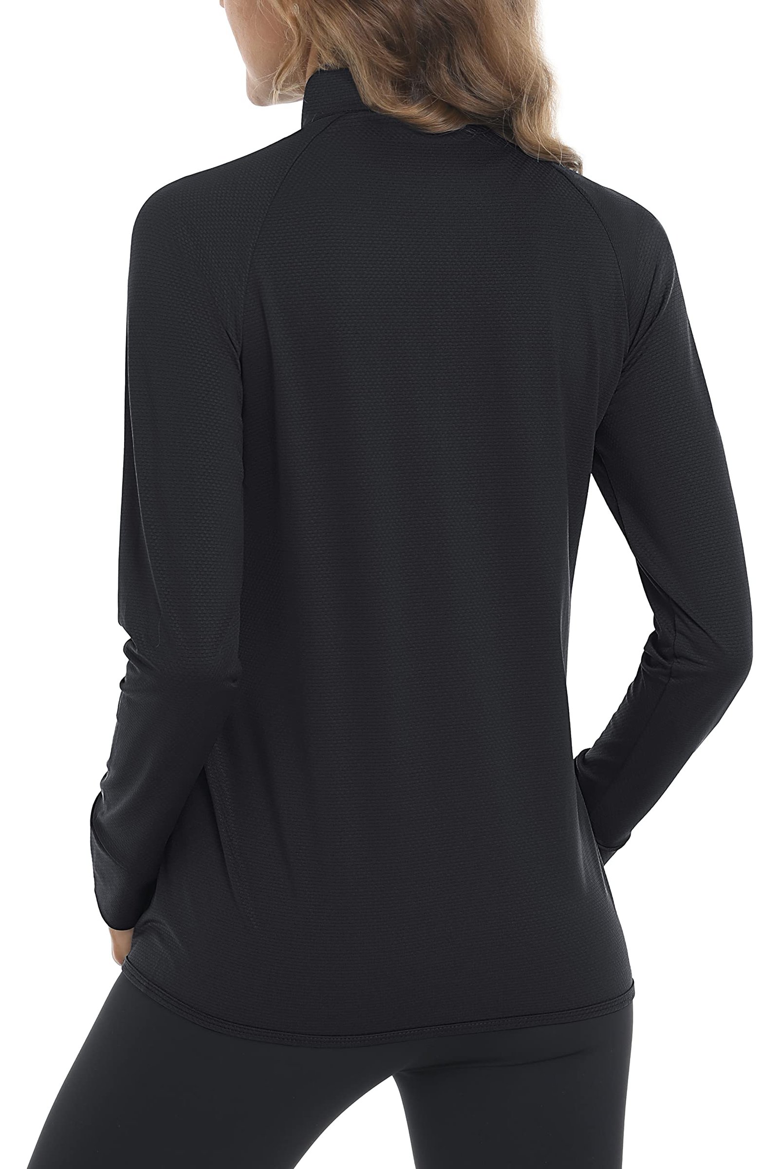 Back view of women's UPF 50 jacket showing full-zip design and lightweight fit