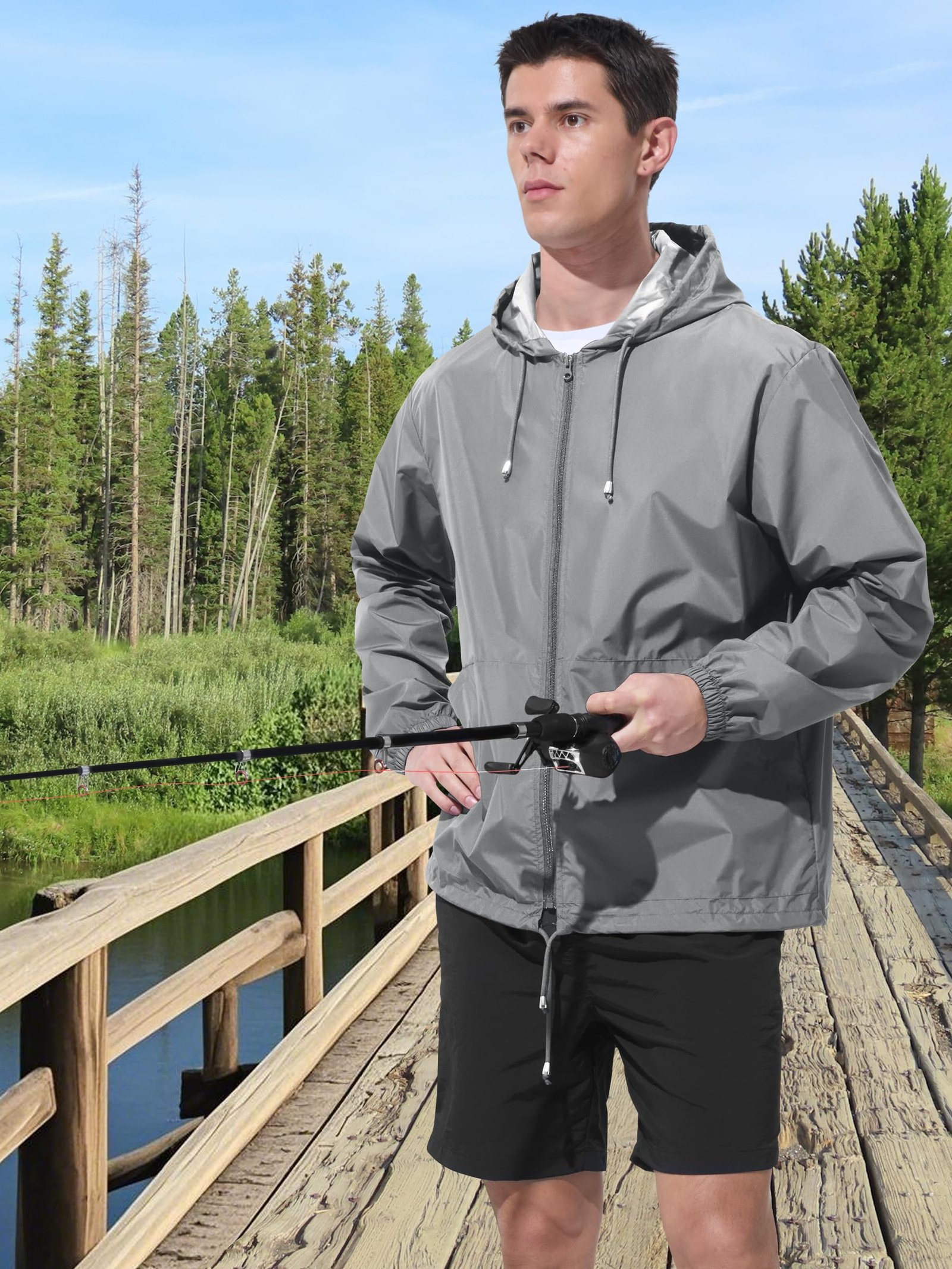 Men's Waterproof Rain Jacket - Windproof / Utility Pockets / Adjustable Fit - Image 3