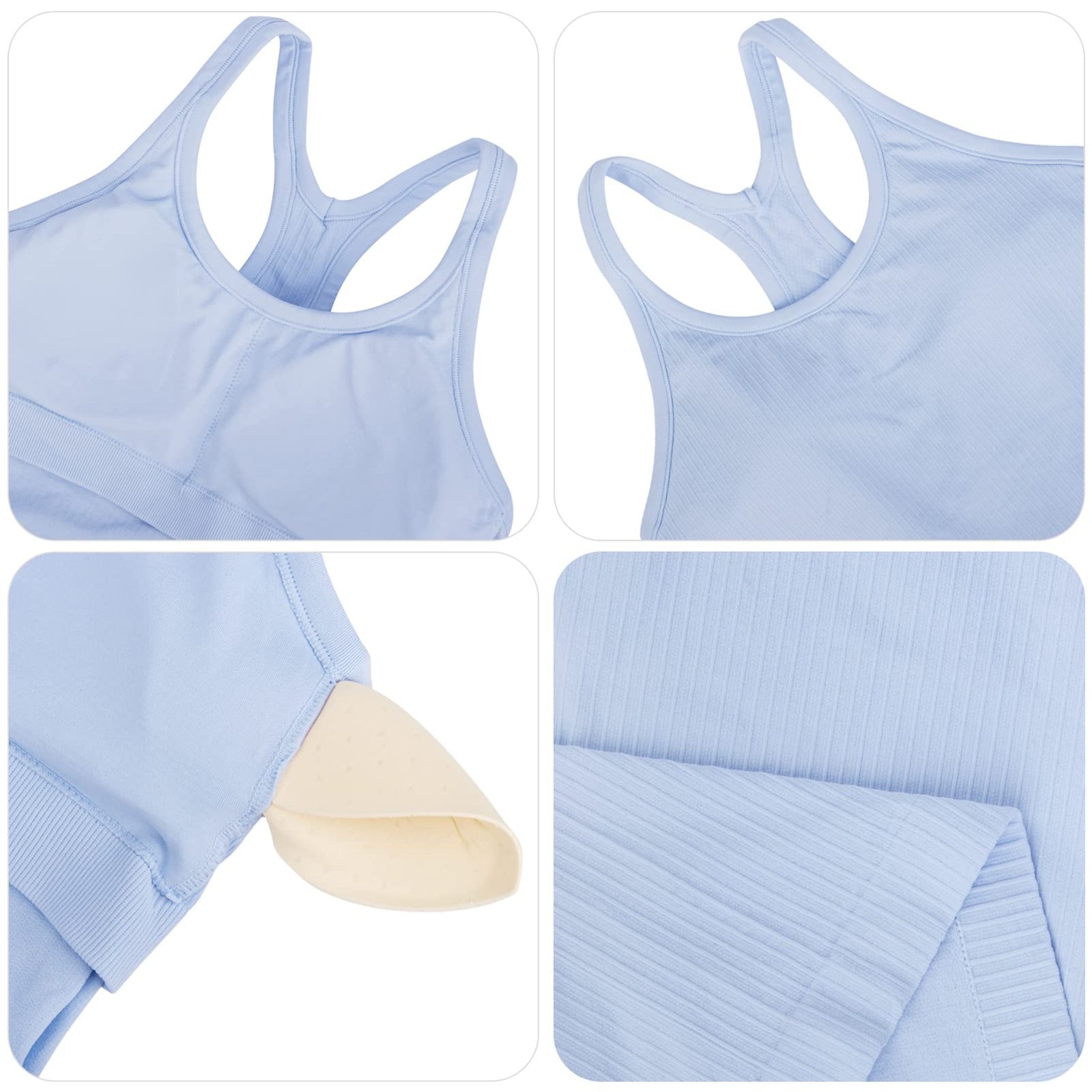 Women's Padded Racerback Tank - Ribbed Seamless / Built-in Bra - Image 3