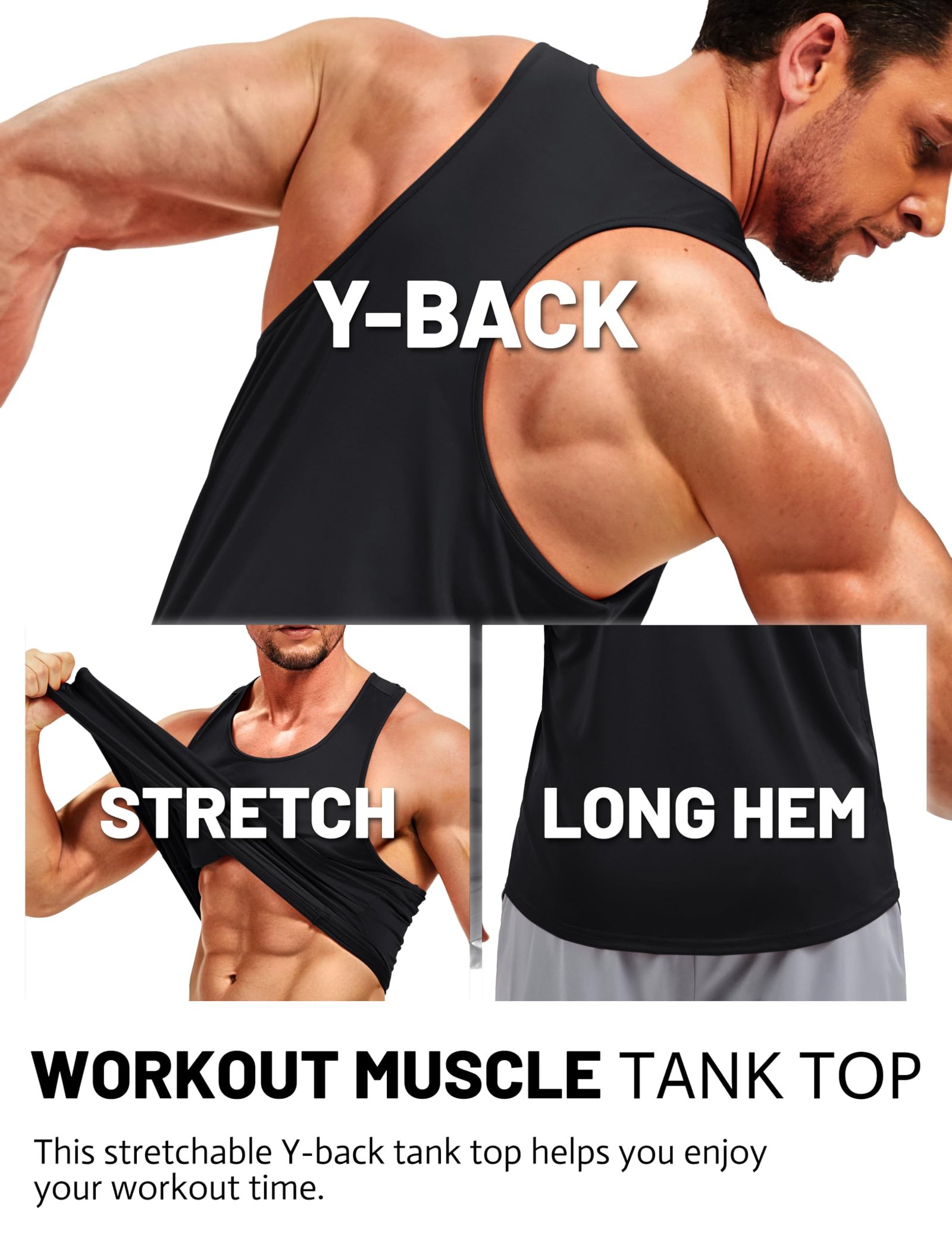 Men's Y-Back Workout Tank Top - Tag-Free / Quick-Dry / Soft - Image 3