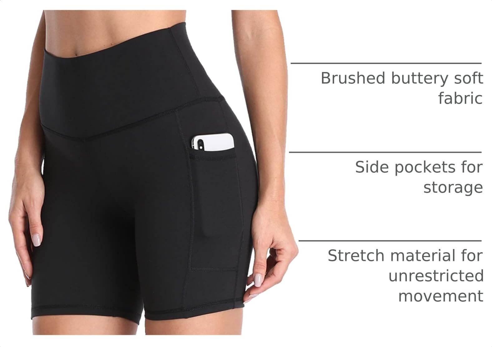 High Rise Yoga Shorts 6" - Custom Athletic Shorts with Pockets | OEM Manufacturer - Image 2