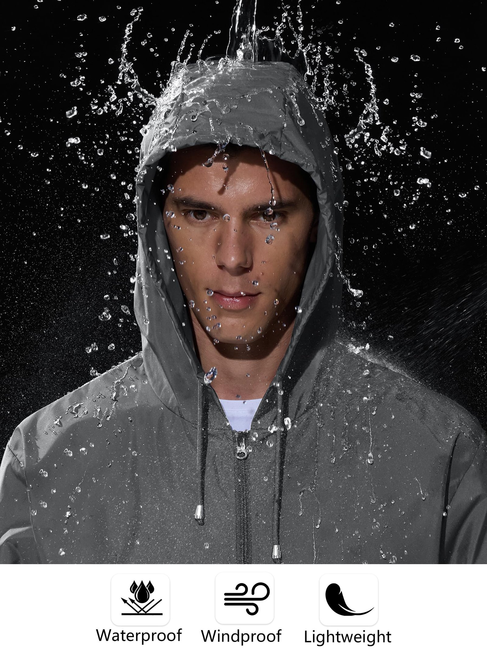 Men's Waterproof Rain Jacket - Windproof / Utility Pockets / Adjustable Fit - Image 4