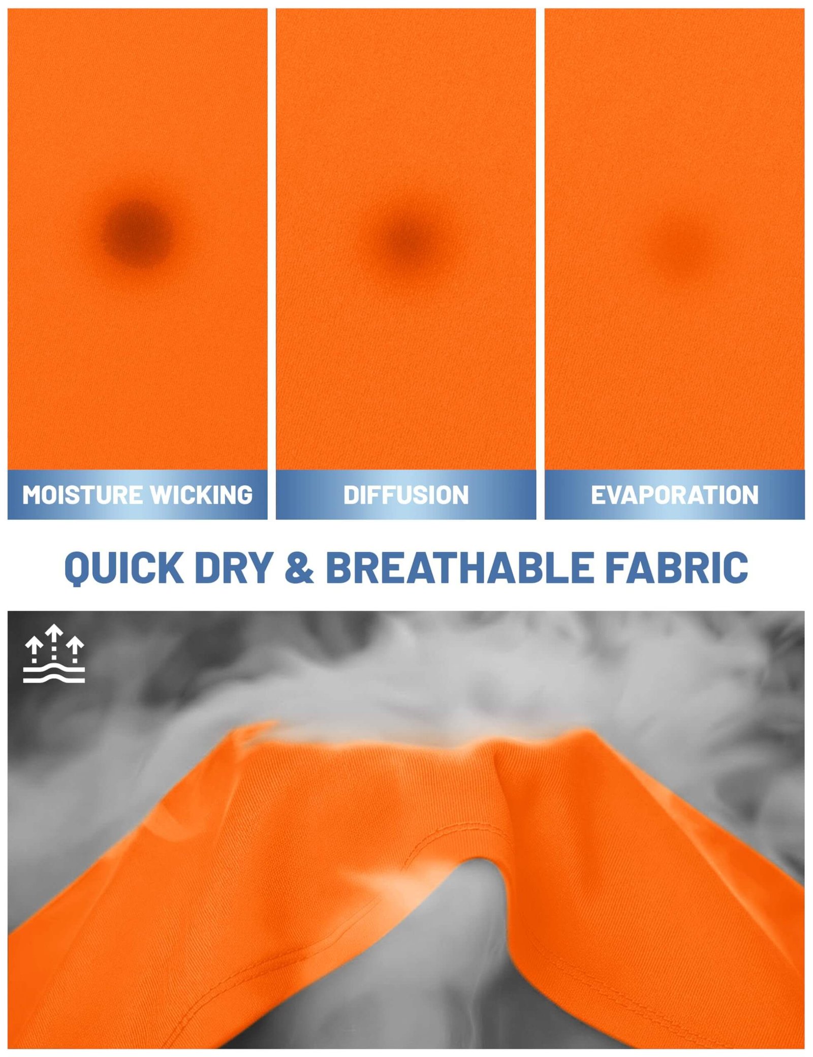 Men's UPF 50+ Quick Dry Performance T-Shirt - Orange / Sun Protection Running & Swim Tee - Image 4