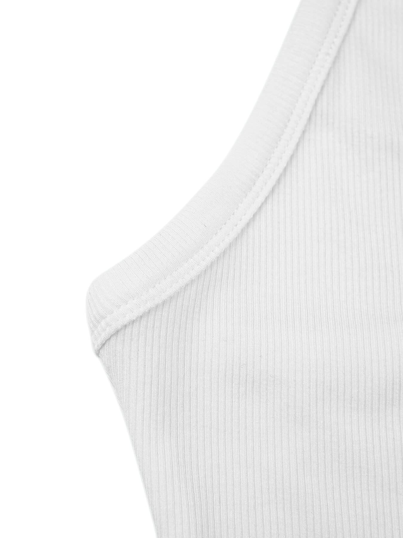 Women's Ribbed V-Neck Racerback Tank Top - White / Slim Fit Summer Basic - Image 5