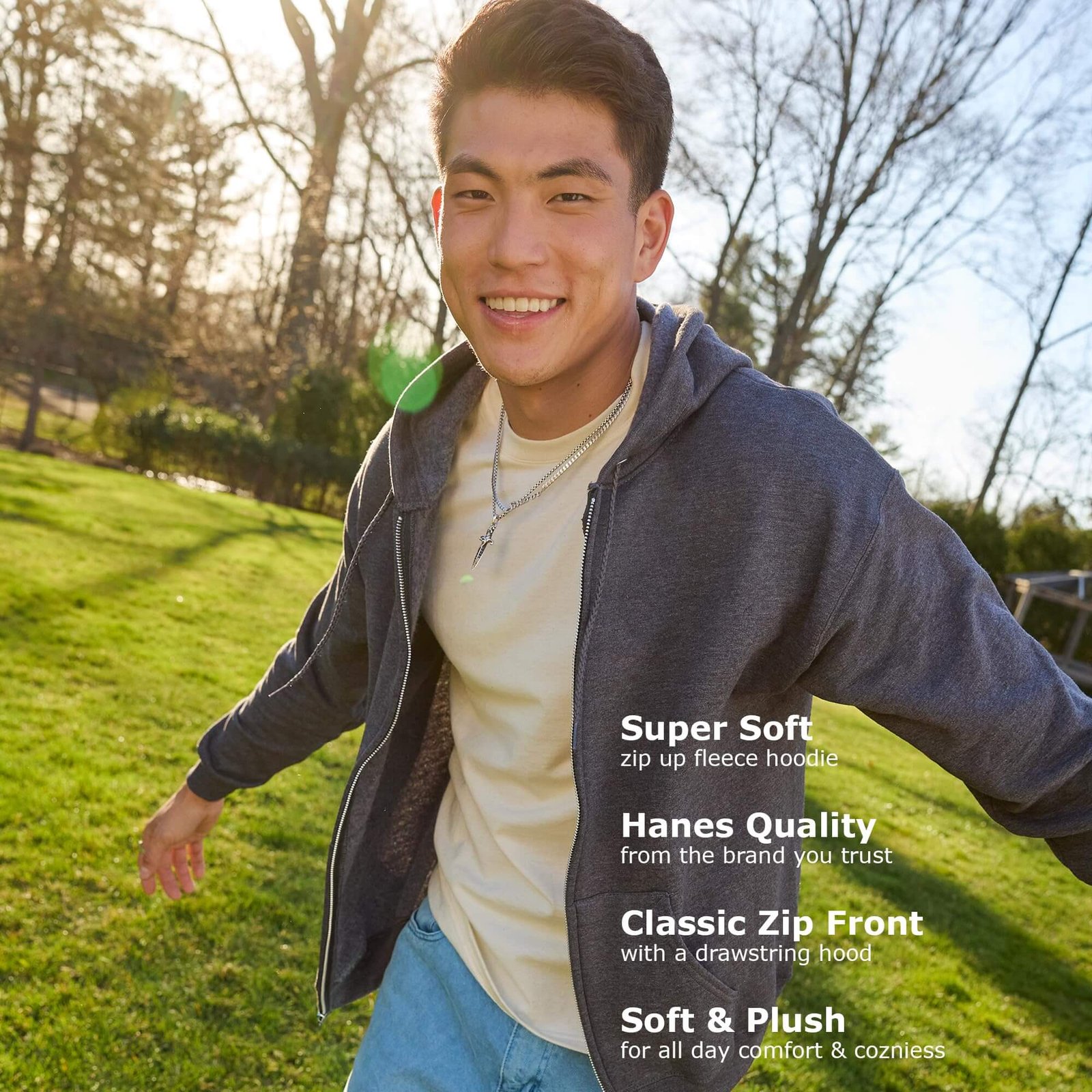Men's Fleece Full-Zip Hoodie - Soft / Warm / Casual Zip-Up Sweatshirt - Image 4