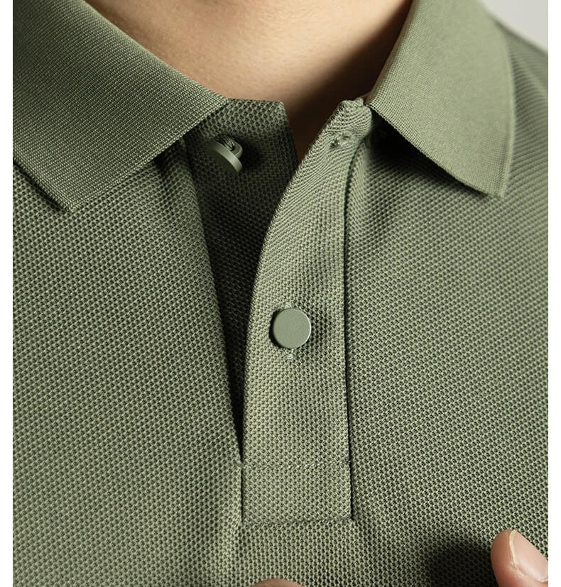 ribbed knit collar golf polo shirt detail