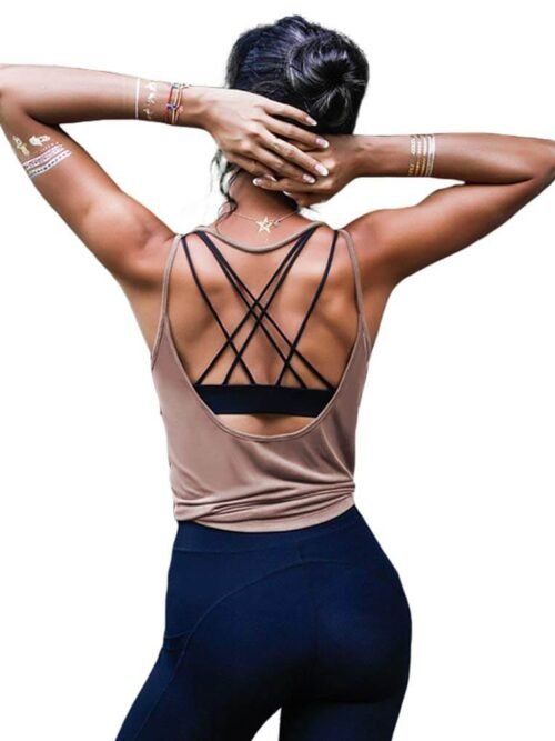 open back design modal yoga tank top detail