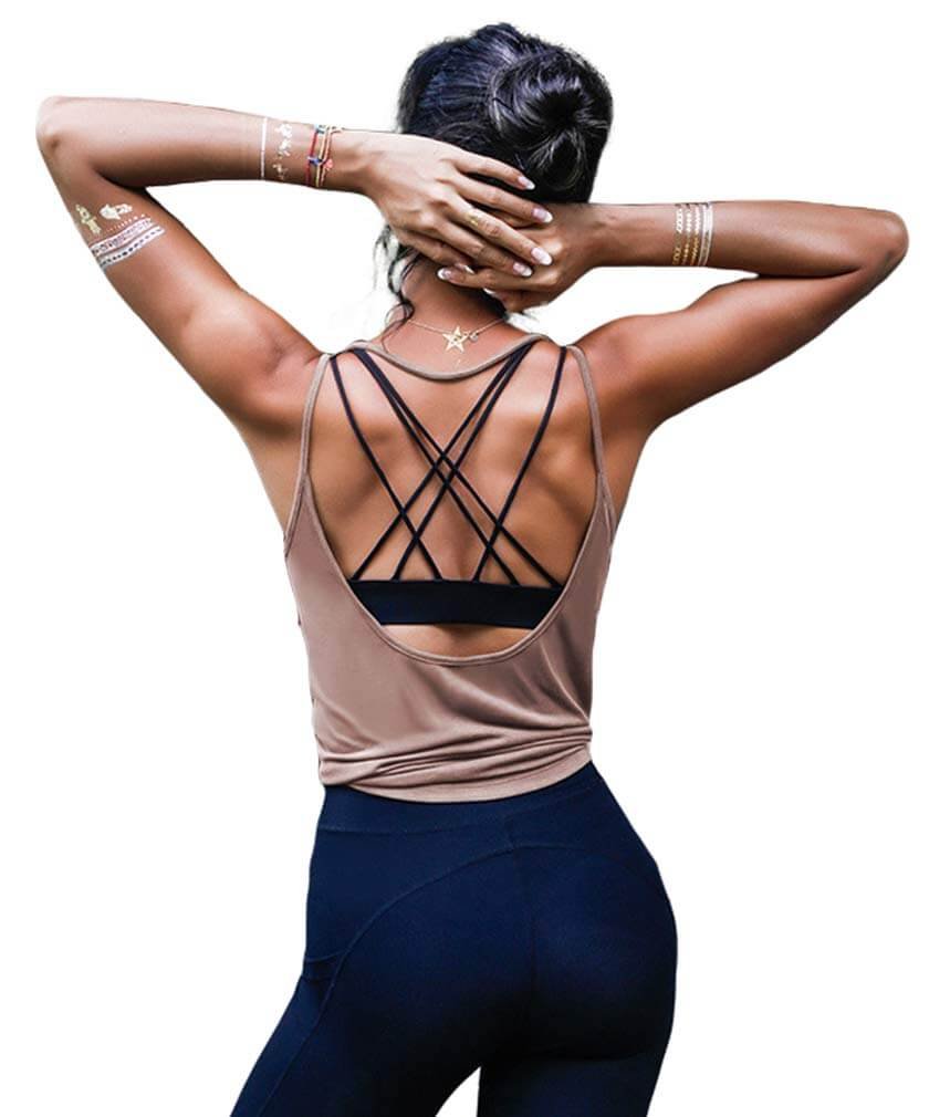open back design modal yoga tank top detail