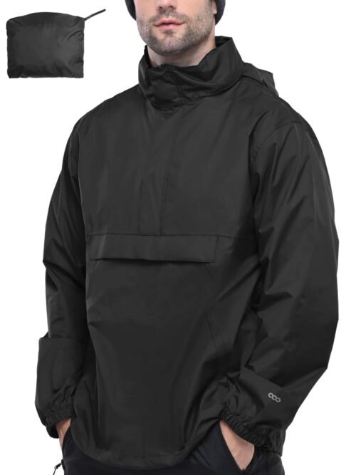 packable waterproof pullover jacket front view