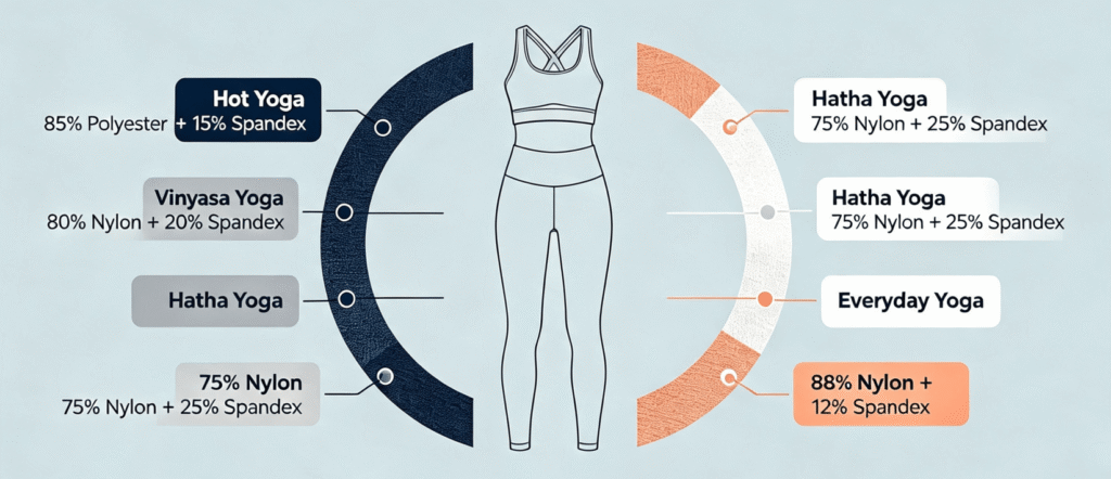 yoga fabric composition nylon vs polyester vs spandex