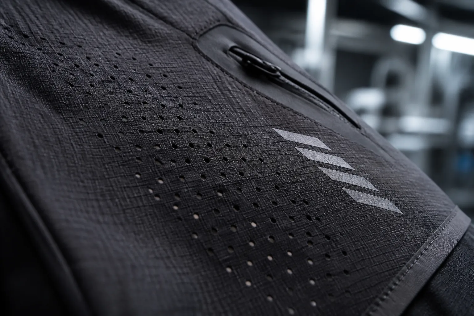Laser-Cut Perforated Running Shorts Fabric with Flatlock Seams OEM