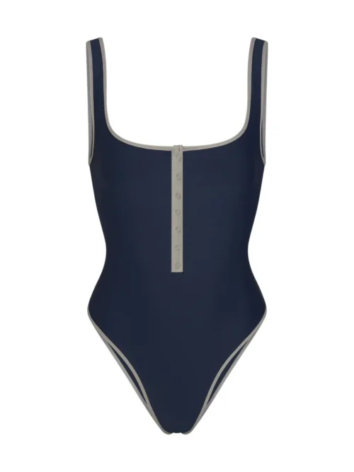 Custom Women Classic Scoop Neck One Piece Swimsuit 85 15 Poly Spandex 190 GSM Front Flat Lay