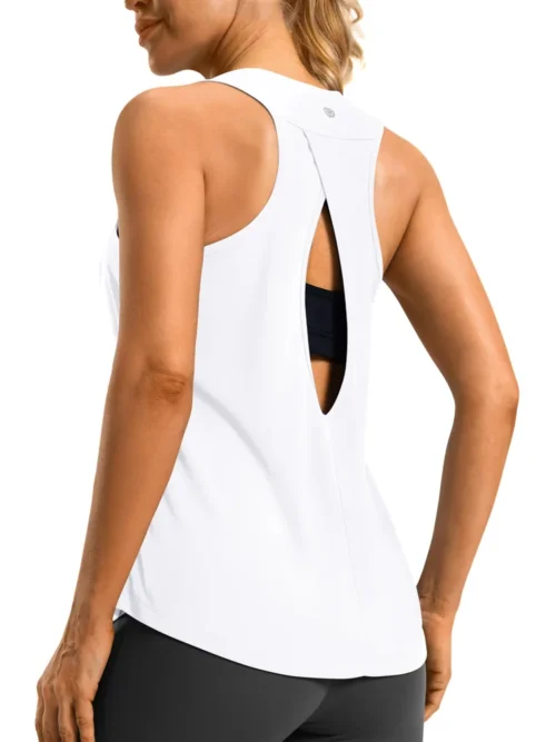 Custom Women Open-Back Breathable Athletic Running Tank Top 140 GSM Front Flat Lay
