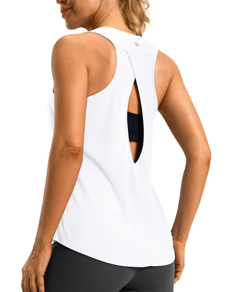 Custom Women Open-Back Breathable Athletic Running Tank Top 140 GSM Front Flat Lay
