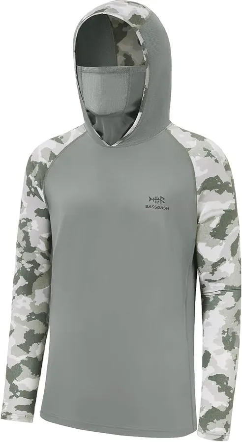 custom upf 50 fishing hoodies manufacturer built in gaiter face mask cooling fabric low MOQ