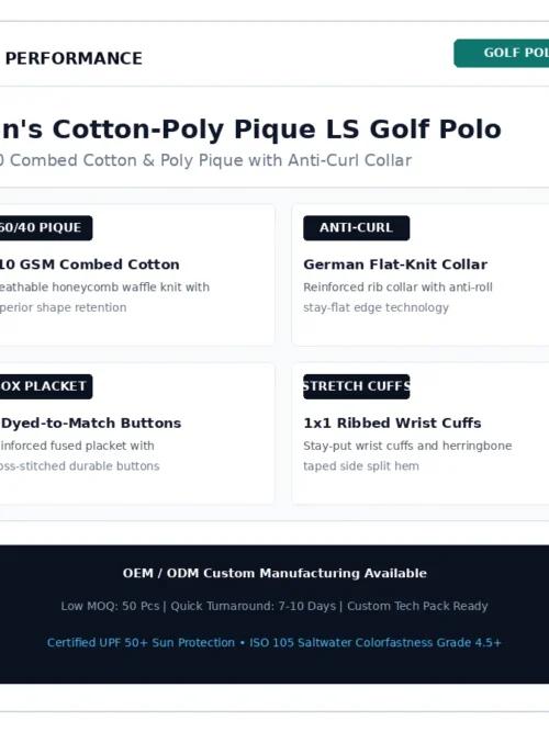 Amazon Men's classic 60/40 cotton-poly pique long sleeve golf polo shirt pure white background