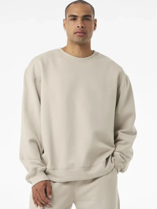 Amazon Unisex 400 GSM French Terry Drop-Shoulder Crewneck Sweatshirt flat lay on pure white background