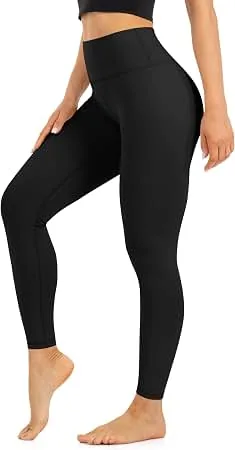Amazon women's naked-feeling high-waisted seamless workout yoga leggings flat lay on pure white background